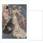Illustration of a Bride Being Dressed by Harrison Fisher