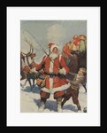 Illustration of Santa and His Sleigh by Frank E. Schoonover