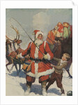 Illustration of Santa and His Sleigh by Frank E. Schoonover
