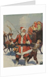 Illustration of Santa and His Sleigh by Frank E. Schoonover