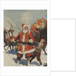 Illustration of Santa and His Sleigh by Frank E. Schoonover