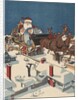 Illustration of Santa Checking His List in His Sleigh by Anonymous