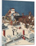 Illustration of Santa Checking His List in His Sleigh by Anonymous