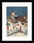 Illustration of Santa Checking His List in His Sleigh by Anonymous