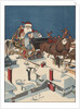 Illustration of Santa Checking His List in His Sleigh by Anonymous