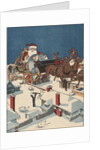 Illustration of Santa Checking His List in His Sleigh by Anonymous