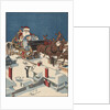Illustration of Santa Checking His List in His Sleigh by Anonymous