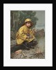 Illustration of Boy Having Snack in Rain Storm by Anonymous