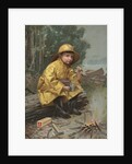 Illustration of Boy Having Snack in Rain Storm by Anonymous