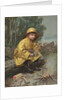 Illustration of Boy Having Snack in Rain Storm by Anonymous