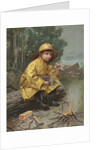 Illustration of Boy Having Snack in Rain Storm by Anonymous