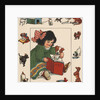 Illustration of Little Girl Reading to Her Dog by Anonymous