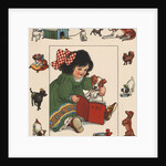 Illustration of Little Girl Reading to Her Dog by Anonymous