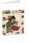 Illustration of Little Girl Reading to Her Dog by Anonymous