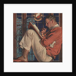 Illustration of Man Reading and Smoking Pipe by Anonymous