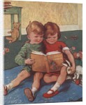 Illustration of Brother and Sister Reading by Anonymous
