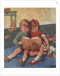 Illustration of Brother and Sister Reading by Anonymous