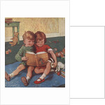 Illustration of Brother and Sister Reading by Anonymous