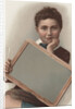Illustration of Boy Holding Blank Writing Slate by Anonymous