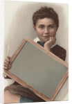 Illustration of Boy Holding Blank Writing Slate by Anonymous