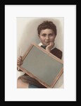 Illustration of Boy Holding Blank Writing Slate by Anonymous