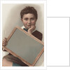 Illustration of Boy Holding Blank Writing Slate by Anonymous