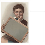 Illustration of Boy Holding Blank Writing Slate by Anonymous