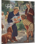 Illustration of Family Welcoming Newborn Home by John Newton Hewitt