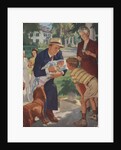 Illustration of Family Welcoming Newborn Home by John Newton Hewitt