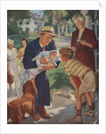 Illustration of Family Welcoming Newborn Home by John Newton Hewitt