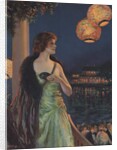 Illustration of Woman at Masked Ball by F.R. Harper