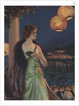 Illustration of Woman at Masked Ball by F.R. Harper