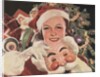 Illustration of Woman with Santa Claus Mask by Anonymous