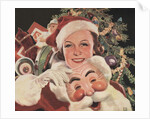 Illustration of Woman with Santa Claus Mask by Anonymous