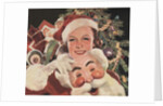 Illustration of Woman with Santa Claus Mask by Anonymous