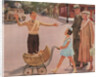 Illustration of Crossing Guard Helping People Cross Street by Douglass Crockwell