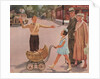Illustration of Crossing Guard Helping People Cross Street by Douglass Crockwell
