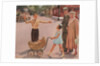 Illustration of Crossing Guard Helping People Cross Street by Douglass Crockwell