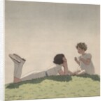 Illustration of Sisters Talking on Hill by Andre Edouard Marty