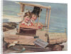 Illustration of Young Couple in a Soap Box Car by Douglass Crockwell