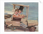 Illustration of Young Couple in a Soap Box Car by Douglass Crockwell