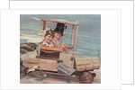 Illustration of Young Couple in a Soap Box Car by Douglass Crockwell