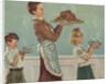Illustration of Mother and Children Carrying Thanksgiving Dinner by Douglass Crockwell