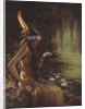 Illustration of an Indian Maiden Holding a Water Lily by Adelaide Hiebel