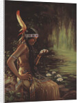 Illustration of an Indian Maiden Holding a Water Lily by Adelaide Hiebel