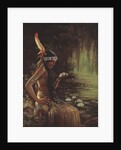 Illustration of an Indian Maiden Holding a Water Lily by Adelaide Hiebel