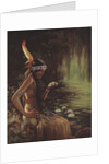 Illustration of an Indian Maiden Holding a Water Lily by Adelaide Hiebel