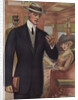 Royal Tailors Illustration of Man on Train Looking at Watch by Anonymous