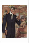 Royal Tailors Illustration of Man on Train Looking at Watch by Anonymous