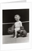 1930s Baby Seated On Stool In Boxing Ring Wearing Oversized Boxing Gloves Wearing Diaper by Anonymous